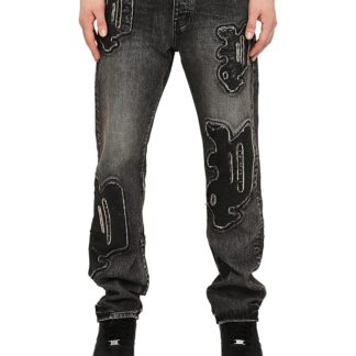 Purple Brand Monceau Sequin Logo Straight Fit Jeans in Black