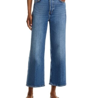 Re/Done High Rise Wide Leg Cropped Jeans in Mid 70s