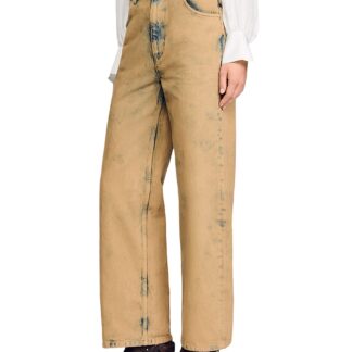 Sandro Faded Wide Leg Jeans in Beige