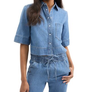 Veronica Beard Spruce Cropped Denim Shirt