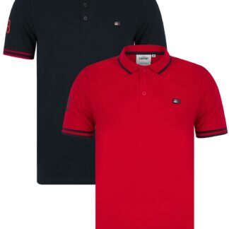 2 Pack Polos Lauda (2 Pack) Cotton Pique Polo Shirts in Sky Captain Navy / Barados Cherry / S - Tokyo Laundry