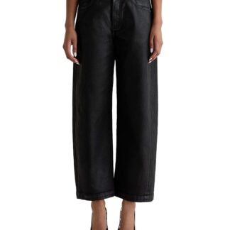 Ag Hattie High Rise Coated Barrel Jeans in Super Black