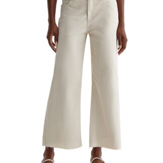 Ag Saige Mid Rise Cropped Wide Leg Jeans in Opal Stone