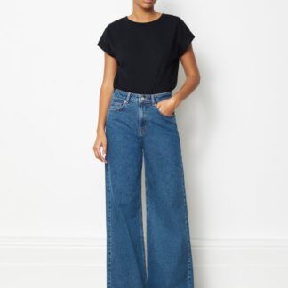 Albaray Mid Rise Wide Leg Jeans Blue Denim