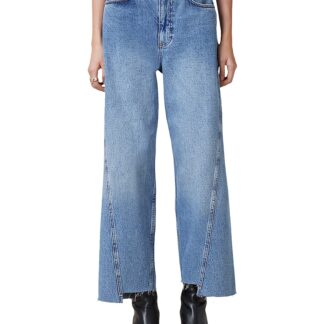 Allsaints Fox High Rise Crop Wide Leg Jeans in Light Indigo