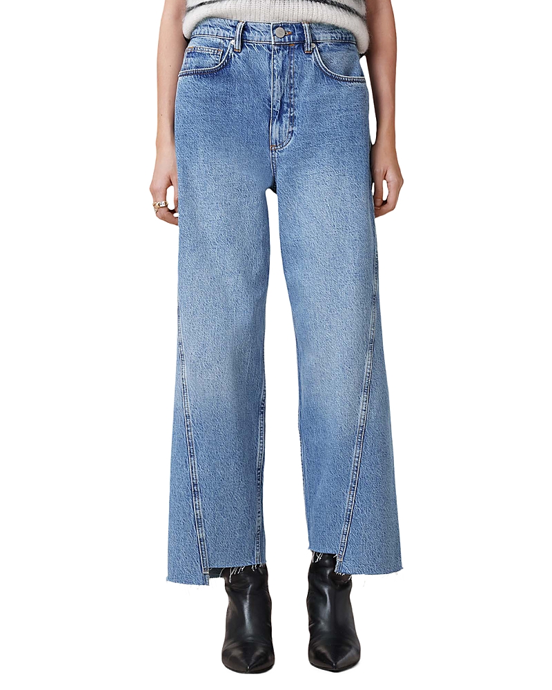 Allsaints Fox High Rise Crop Wide Leg Jeans in Light Indigo