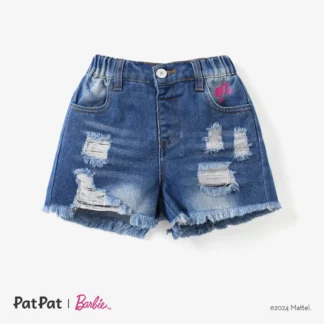 Barbie 1pc Toddler/Kids Girls Character Striped Toddler Tank top/denim shorts