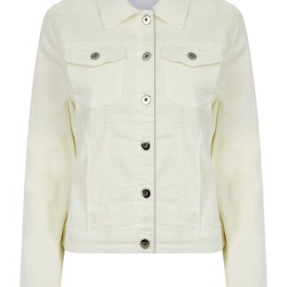 Coats / Jackets Feather Women's Stretch Cotton Denim Jacket in Cream - Amara Reya / 10 - Tokyo Laundry