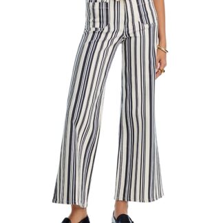 Frame Le Slim High Rise Palazzo Jeans in Navy Stripe