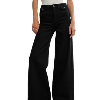 Free People Kellee High Rise Palazzo Jeans in Black Eyelet