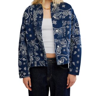 Free People Opal Swing Printed Denim Jacket