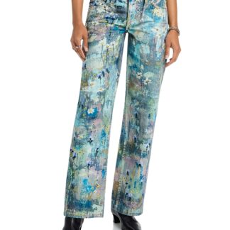 Free People We The Free Tennessee Low Rise Illusions Jeans in Floral Canvas
