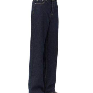Ganni Izey Belted Wide Leg Jeans in Rinse