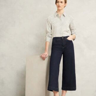 HOBBS High Waisted Flared Wide Leg Cropped Jeans Denim