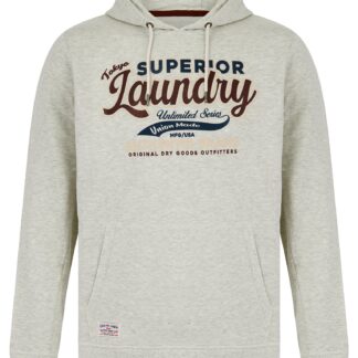 Hoodies / Sweatshirts Clarence Graphic Motif Brushback Fleece Pullover Hoodie in Oatmeal Marl / S - Tokyo Laundry
