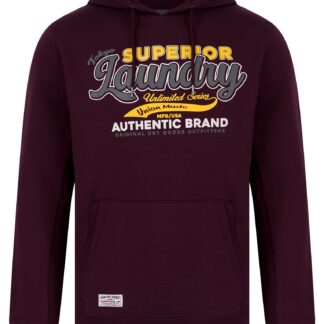 Hoodies / Sweatshirts Clarence Graphic Motif Brushback Fleece Pullover Hoodie in Winetasting / M - Tokyo Laundry