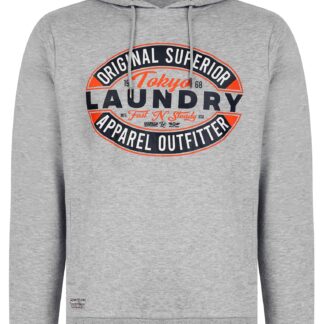 Hoodies / Sweatshirts Haig Graphic Motif Brushback Fleece Pullover Hoodie in Light Grey Marl / S - Tokyo Laundry