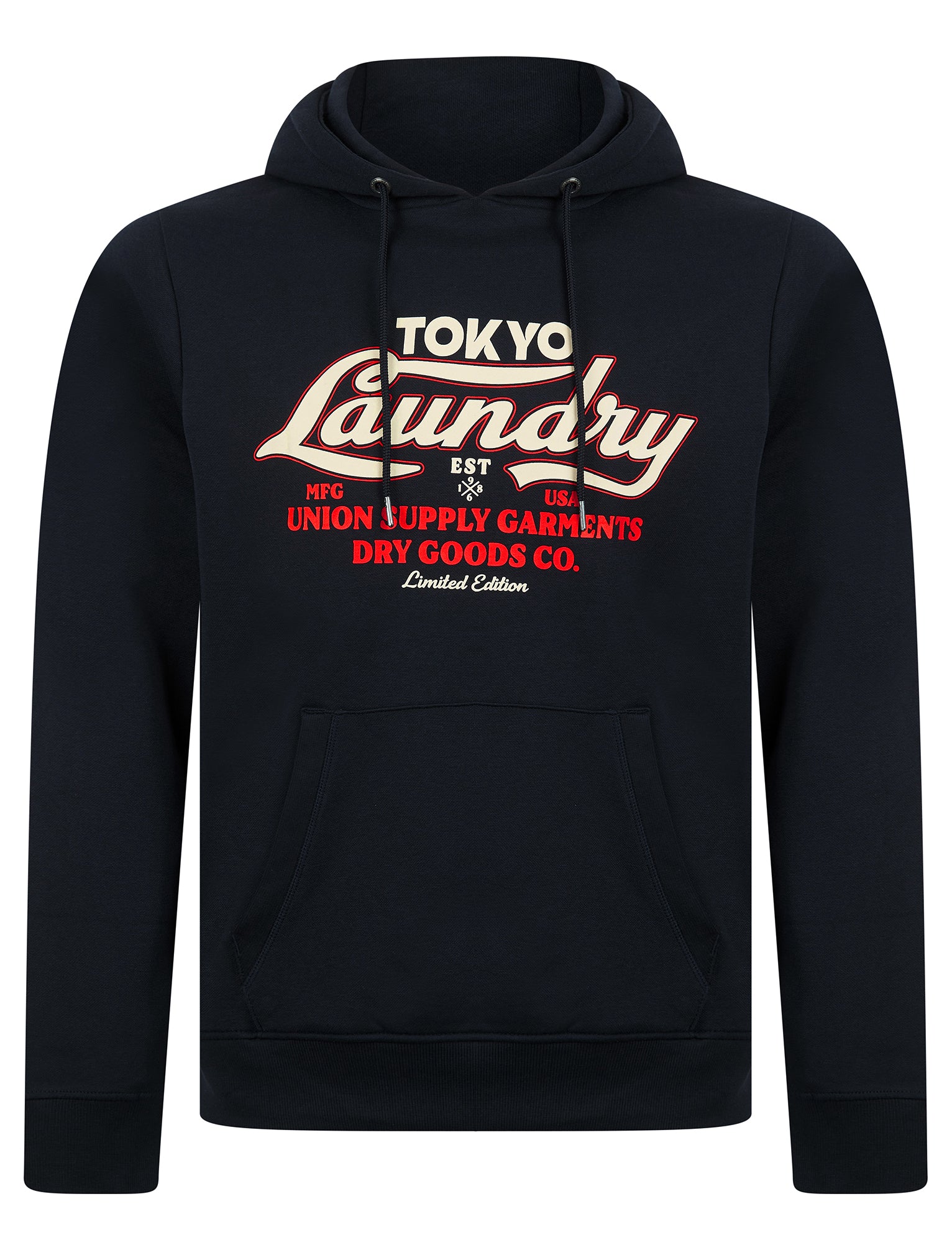 Hoodies / Sweatshirts Kennion Graphic Motif Brushback Fleece Pullover Hoodie in Sky Captain Navy / S - Tokyo Laundry