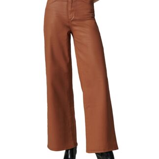 Joe's Jeans Petites The Mia High Rise Wide Leg Coated Jeans in Leather Brown