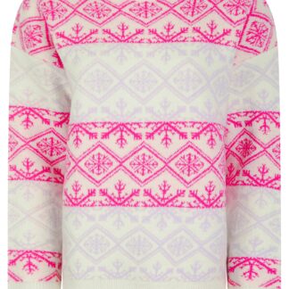 Jumpers Women's Crystal Jacquard Nordic Fair Isle Drop Shoulder Relaxed Fit Christmas Jumper in Ecru - Merry Christmas / 12 - Tokyo Laundry