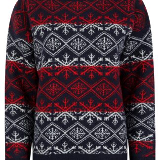 Jumpers Women's Crystal Jacquard Nordic Fair Isle Drop Shoulder Relaxed Fit Christmas Jumper in Ink - Merry Christmas / 10 - Tokyo Laundry