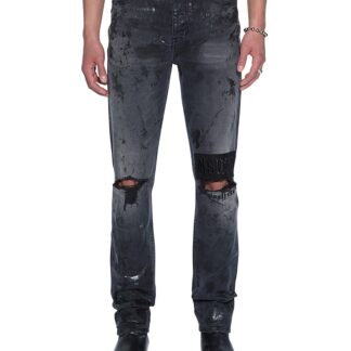 Ksubi Chitch Powder Slim Fit Distressed Jeans in Charcoal Gray
