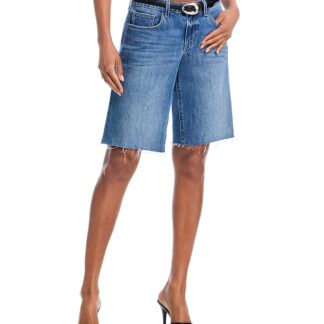 L'Agence Elise Low Rise Denim Bermuda Shorts