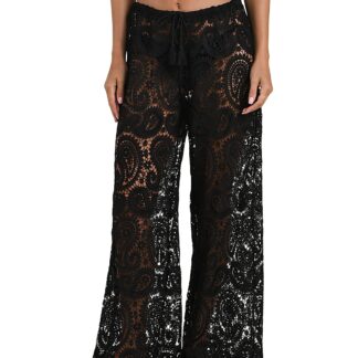L'Agence Geraldine Paisley Crochet Cover-Up Pants