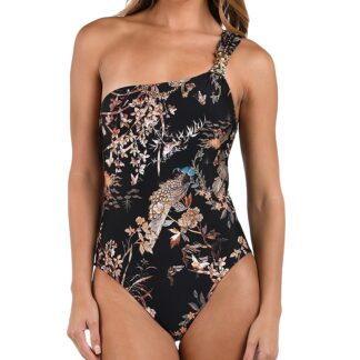 L'Agence Karmin Jungle One Shoulder One Piece Swimsuit
