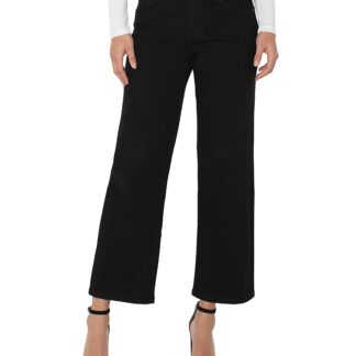 Liverpool Los Angeles Stride High Rise Cropped Wide Leg Jeans in Black Rinse