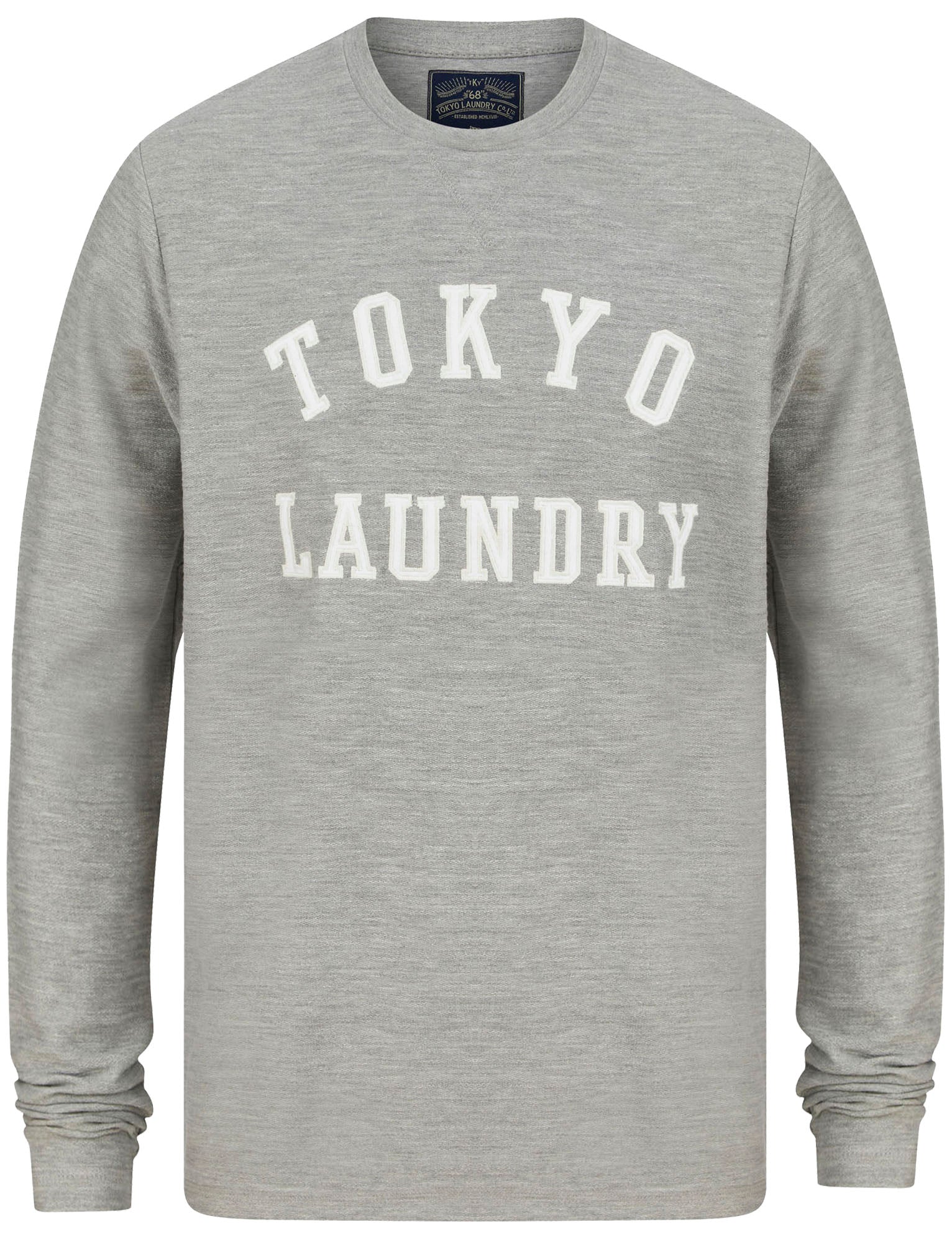 Long Sleeve Tops Norsk Felt Applique Loop Back Cotton Long Sleeve Top In Light Grey Marl / S - Tokyo Laundry
