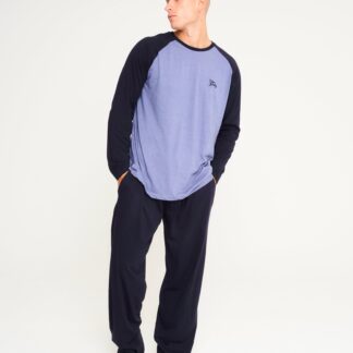 Loungewear Tudor 2pc Long Sleeve Cotton Lounge Set in Denim Marl / Sky Captain Navy / S - Tokyo Laundry