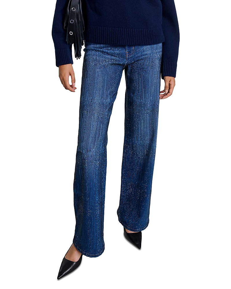 Maje Pantinblustrass High Rise Jeans in Blue