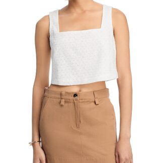 Paige Aelita Cotton Eyelet Crop Tank Top