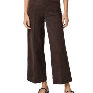 Paige Anessa Cropped Wide Leg Jeans in Rich Chocolate