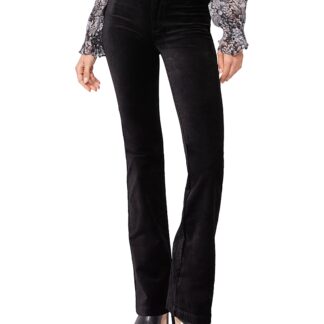 Paige Manhattan High Rise Bootcut Velvet Jeans in Black Dye