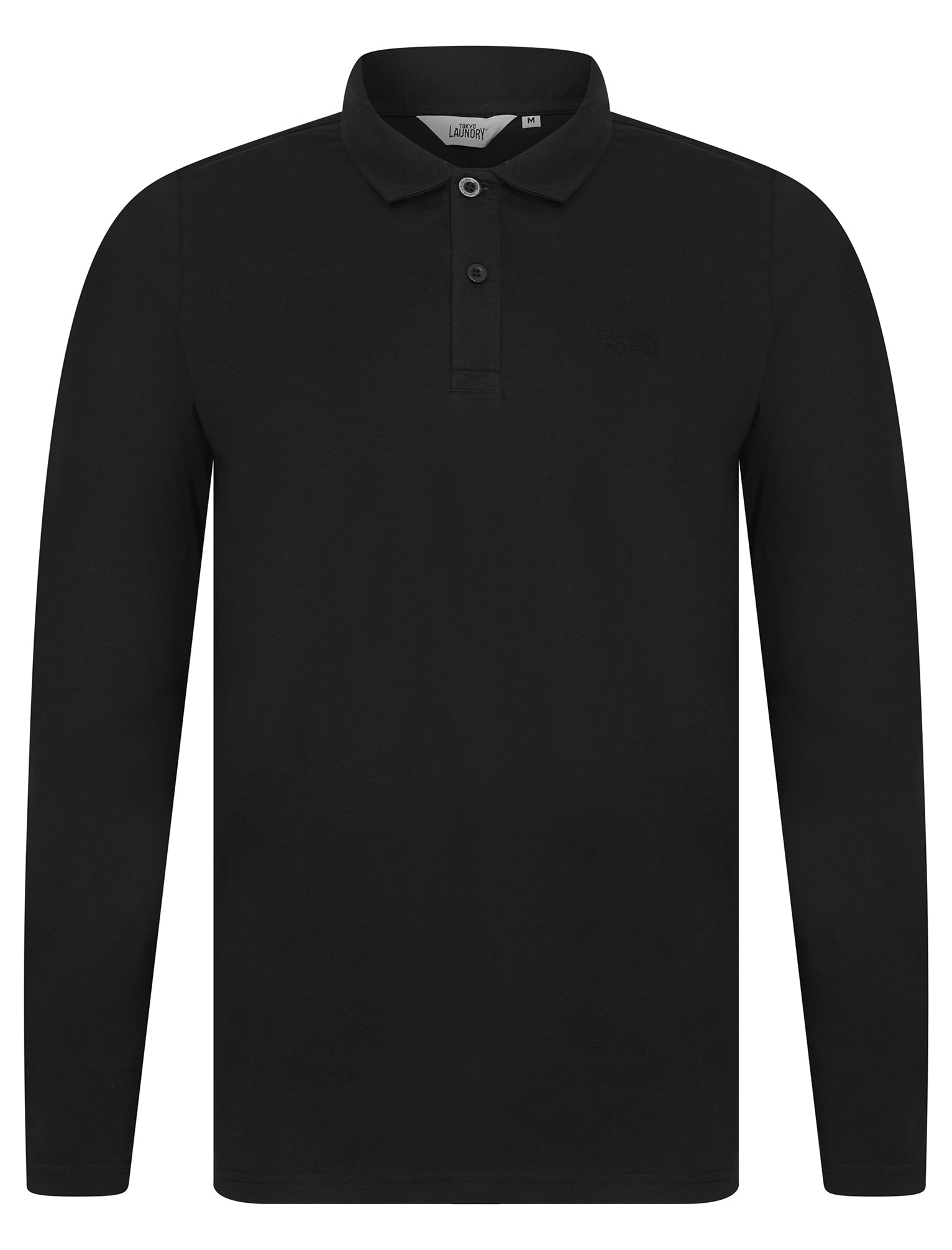 Polo Shirts Landers Long Sleeve Cotton Jersey Polo Shirt in Jet Black / S - Tokyo Laundry