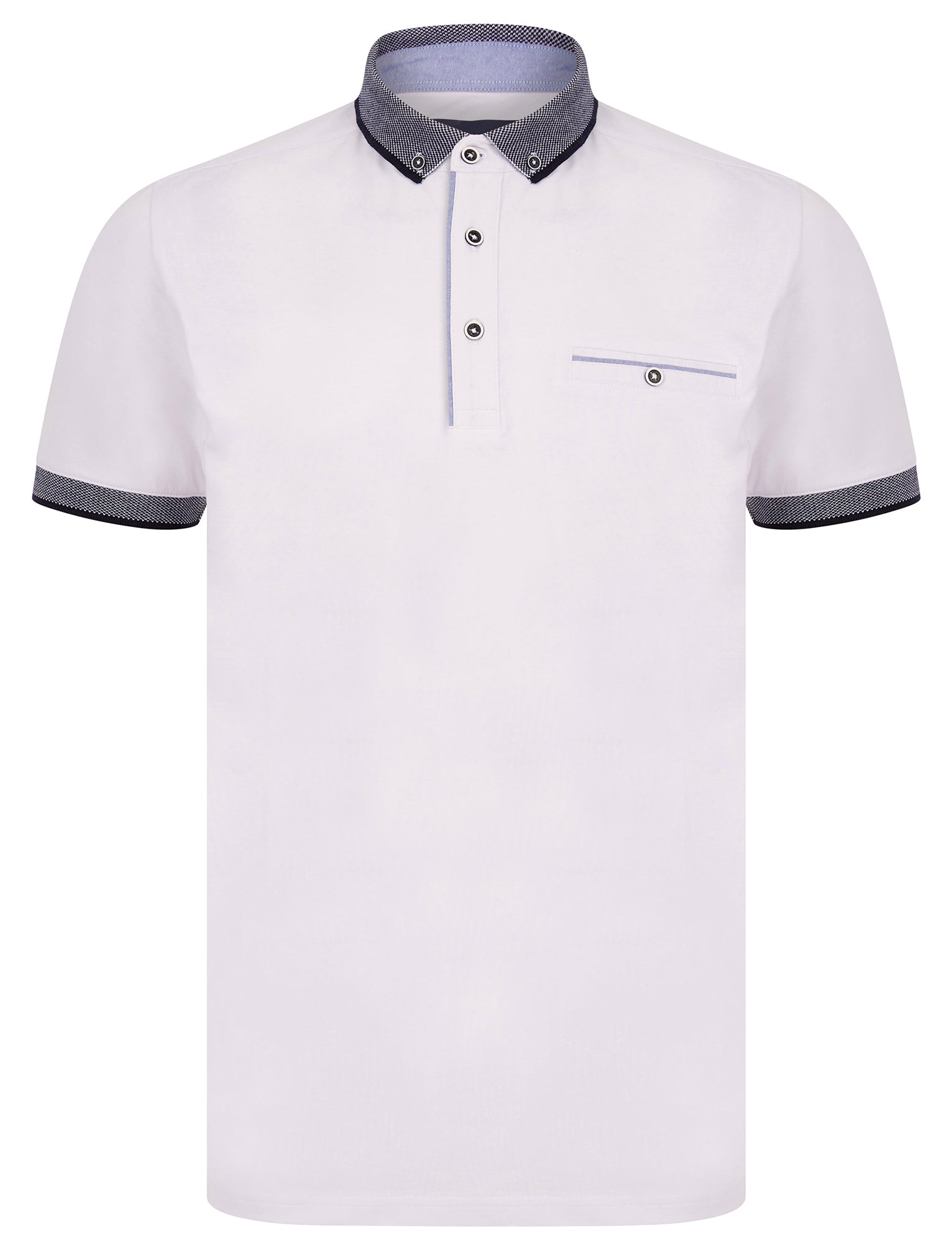 Polo Shirts Riddle Stretch Cotton Jersey Button Down Collar Polo Shirt in Optic White - Kensington Eastside / S - Tokyo Laundry