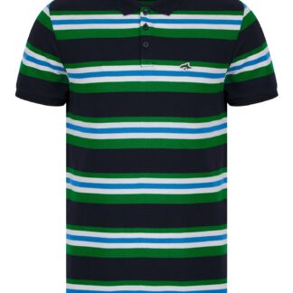 Polo Shirts Shavers Yarn Dyed Striped Cotton Pique Polo Shirt in Jolly Green - Le Shark / S - Tokyo Laundry