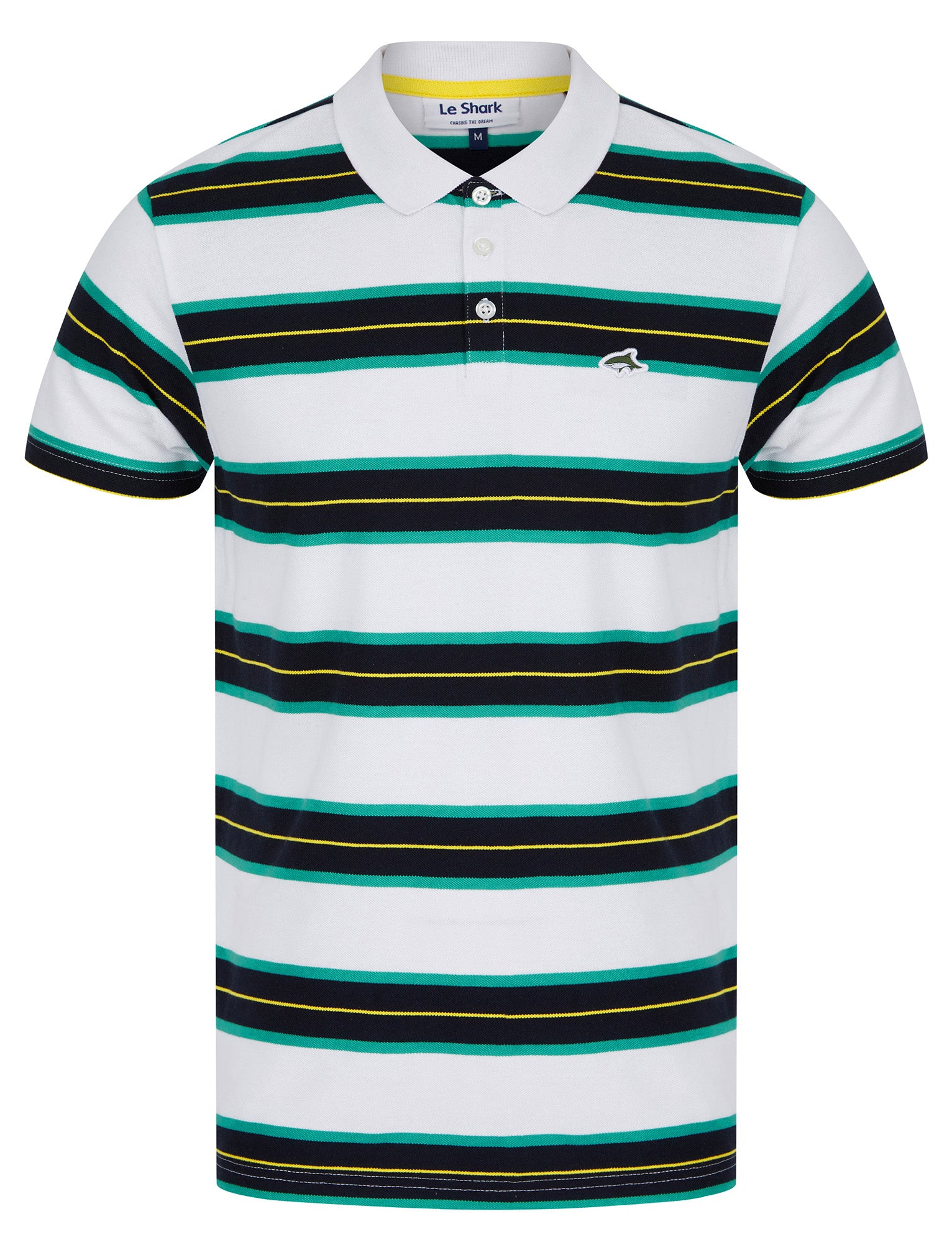 Polo Shirts Urlwin Yarn Dyed Striped Cotton Pique Polo Shirt in Atlantis Green - Le Shark / S - Tokyo Laundry