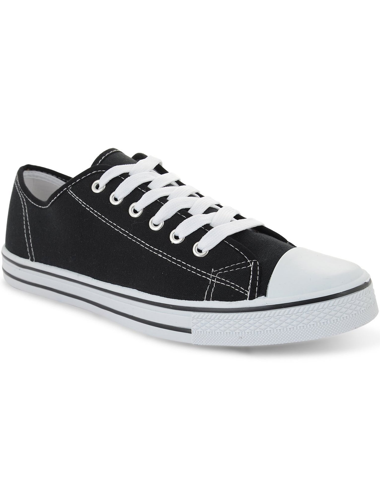 Shoes Mens Taylor Low Top Lace Up Canvas Trainers in Black / UK 7 - Tokyo Laundry