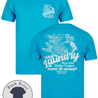 T-Shirts Arlington Vintage Retro Reverse Print Cotton Jersey T-Shirt in Hawaiian Ocean / S - Tokyo Laundry