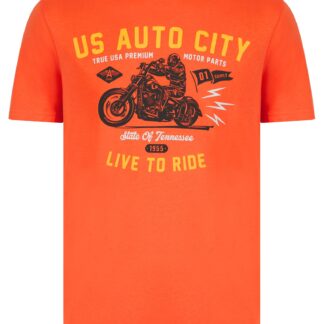 T-Shirts Auto City Motif Cotton Jersey T-Shirt in Hot Coral - South Shore / S - Tokyo Laundry