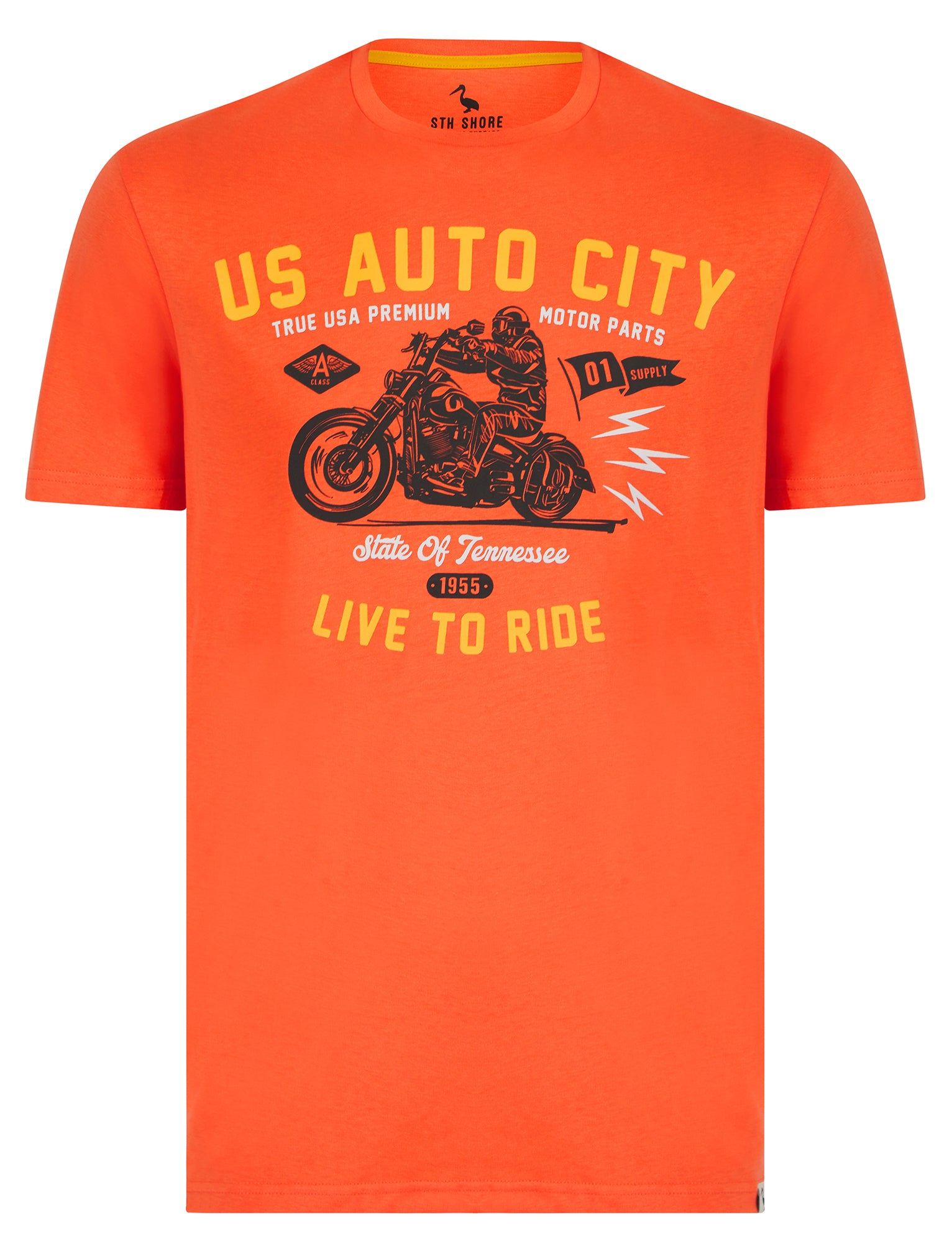 T-Shirts Auto City Motif Cotton Jersey T-Shirt in Hot Coral - South Shore / S - Tokyo Laundry