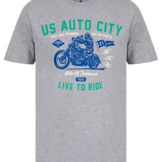 T-Shirts Auto City Motif Cotton Jersey T-Shirt in Light Grey Marl - South Shore / S - Tokyo Laundry