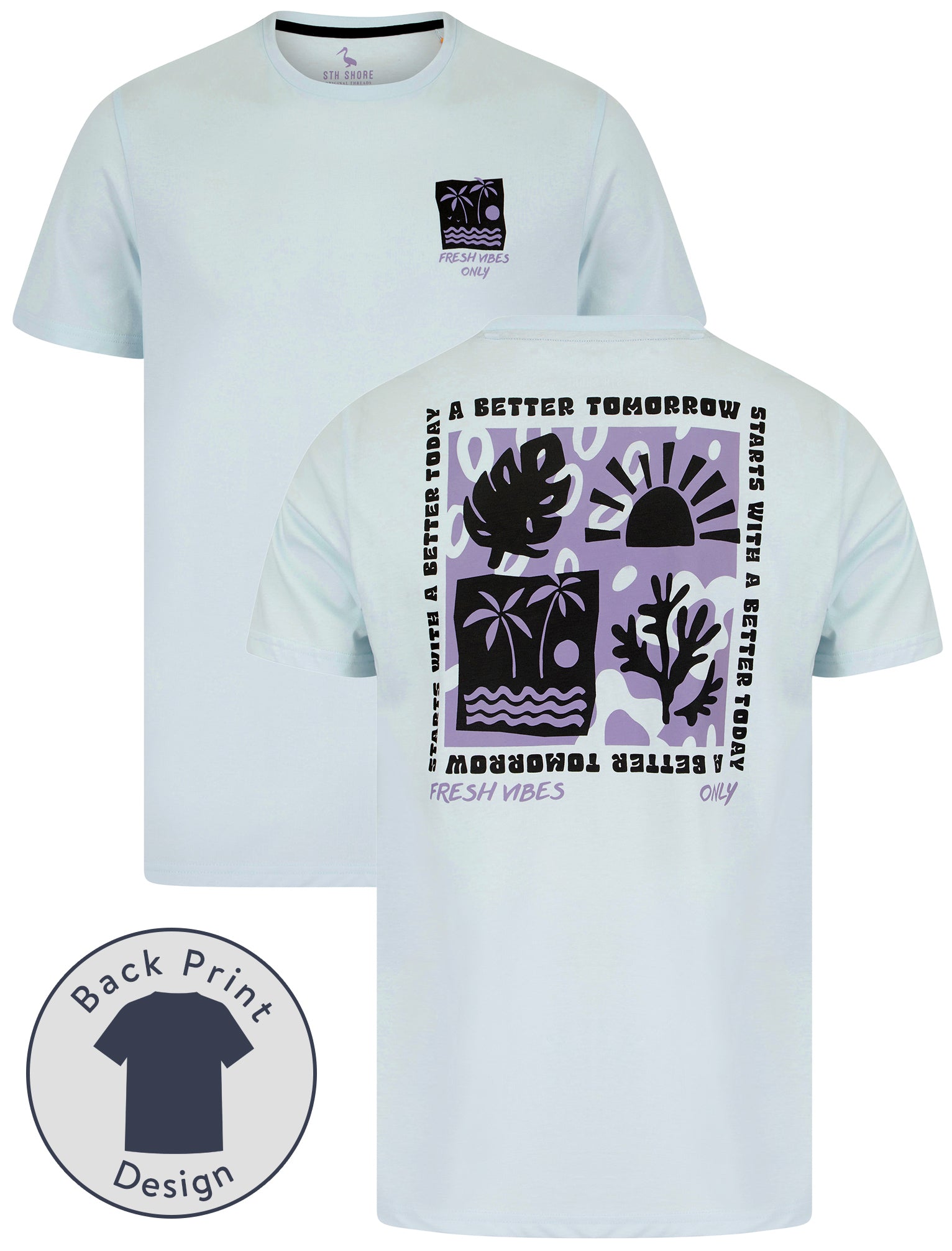 T-Shirts Better Tomorrow Motif Cotton Jersey T-Shirt in Ice Water - South Shore / S - Tokyo Laundry