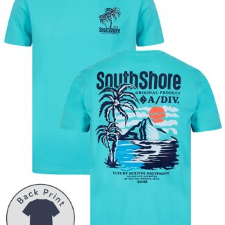 T-Shirts Bramley Reverse Print Motif Cotton Jersey T-Shirt in Blue Curacao - South Shore / S - Tokyo Laundry