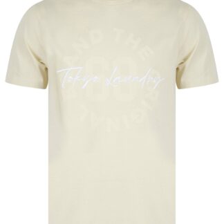 T-Shirts Carcle Embroidery & Print Motif Cotton Jersey T-Shirt in Summer Sand / S - Tokyo Laundry