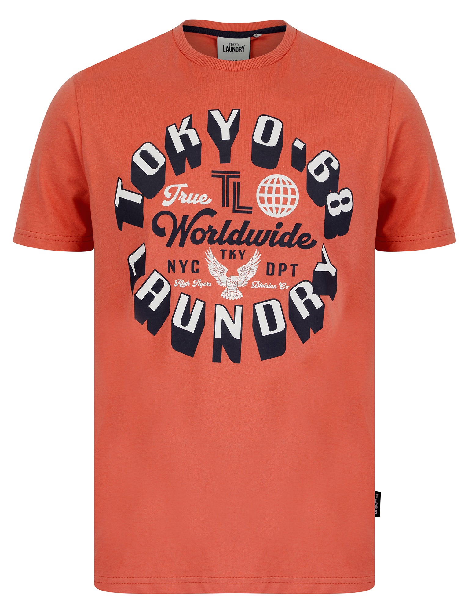 T-Shirts Crossing Motif Cotton Jersey T-Shirt in Faded Peach / S - Tokyo Laundry