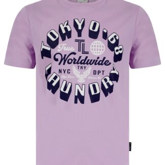 T-Shirts Crossing Motif Cotton Jersey T-Shirt in Lilac Breeze / S - Tokyo Laundry